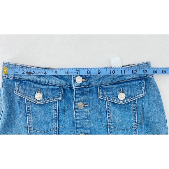 Garage Denim Cut Mini Skirt w/ Front Pockets - Picture 9 of 11